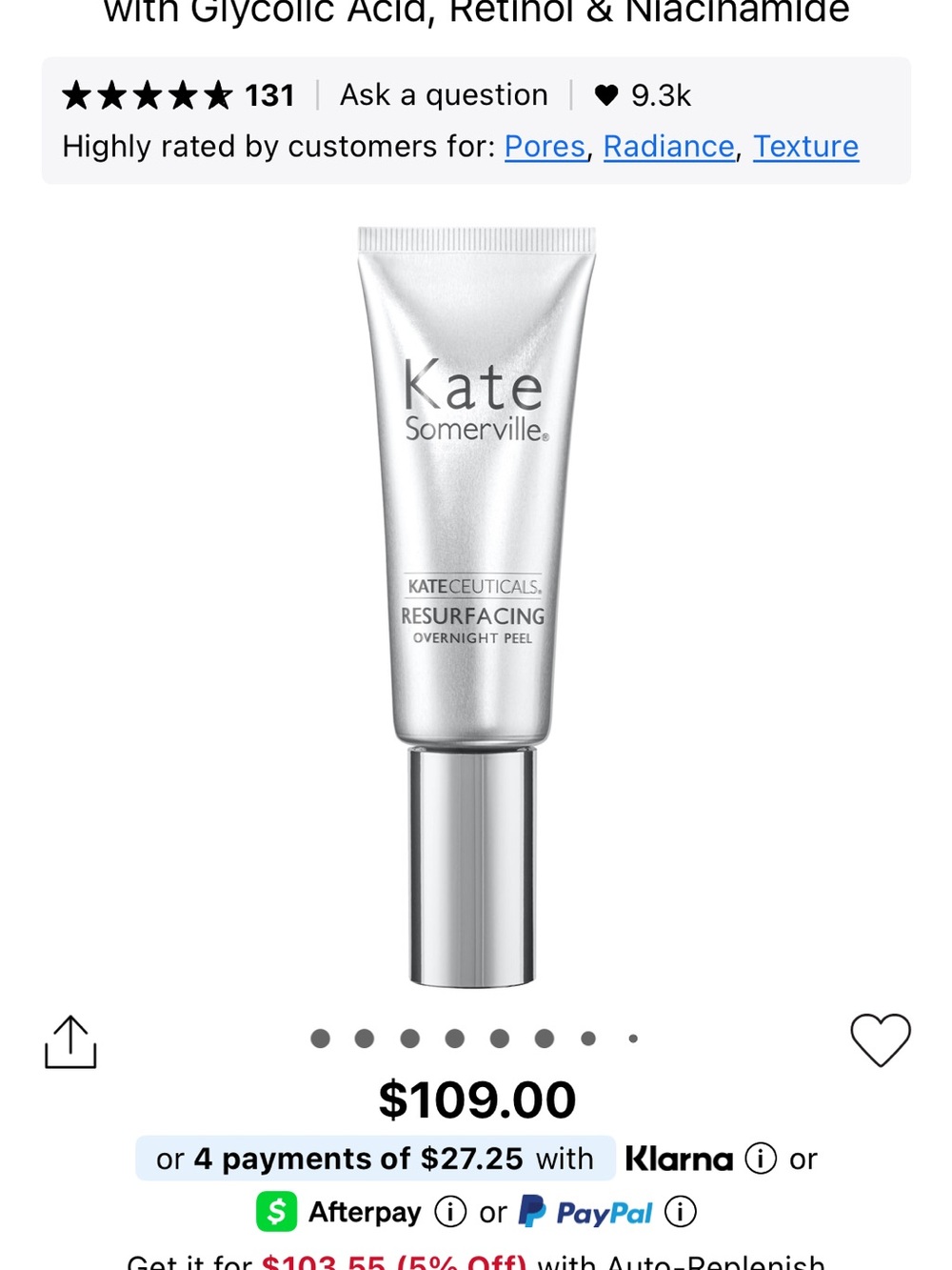 Kate Somerville Resurfacing Overnight Peel